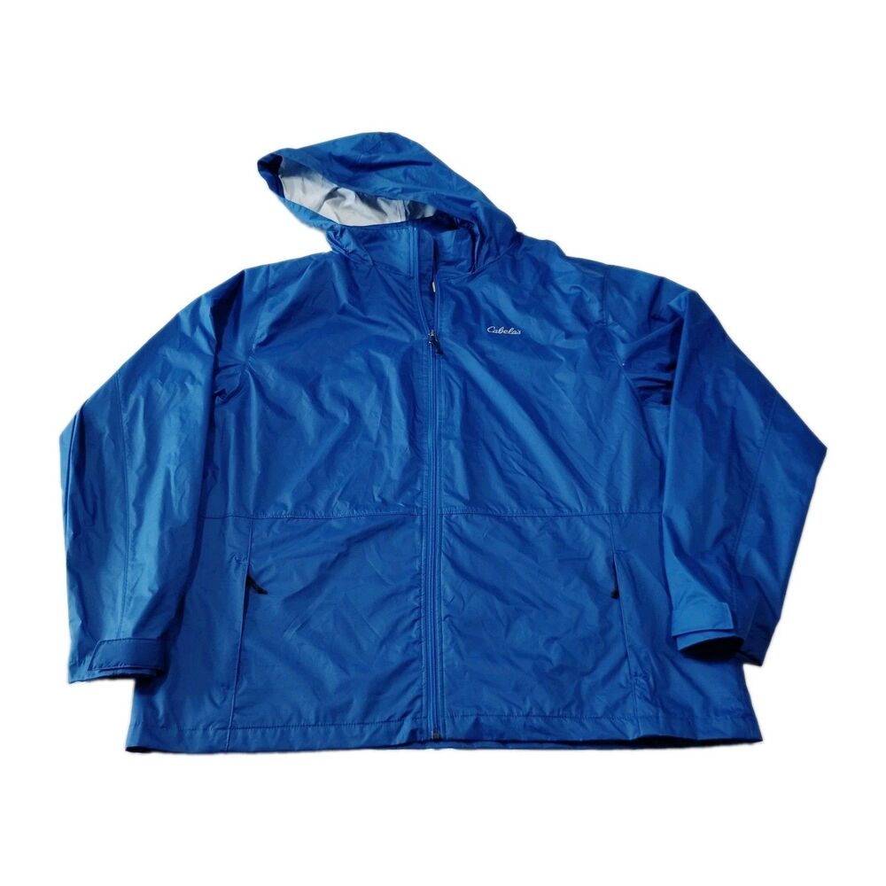 Cabela's Hooded Windbreaker Rain Jacket Mens XL 4Most Repel Hooded Full Zip Blue